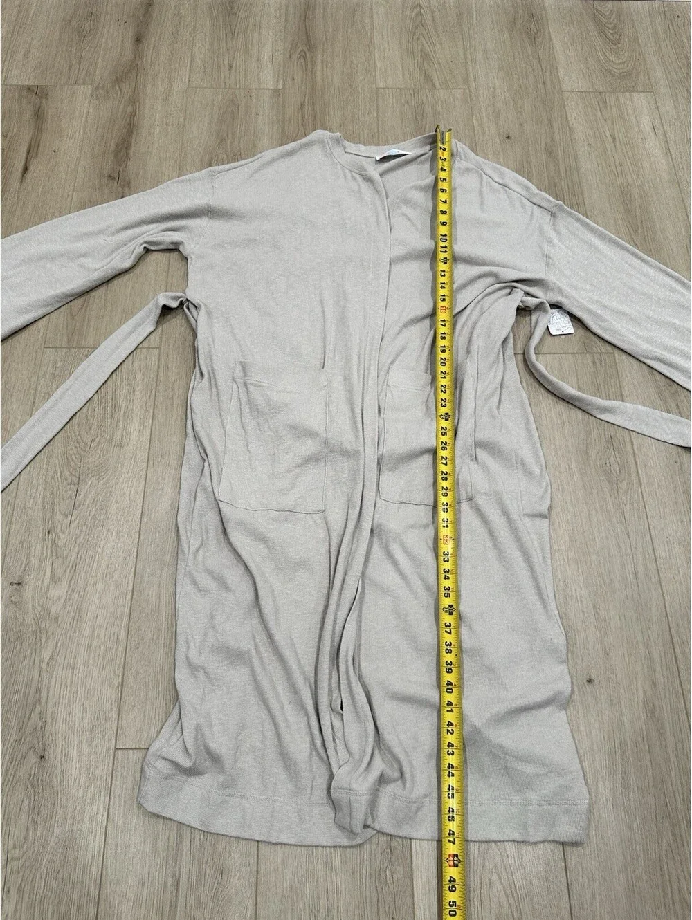 NWT FREE PEOPLE BEACH Women's Tan Cotton Linen Blend Duster Cardigan Belt M